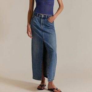 Free People Nothing Better Denim Maxi Skirt